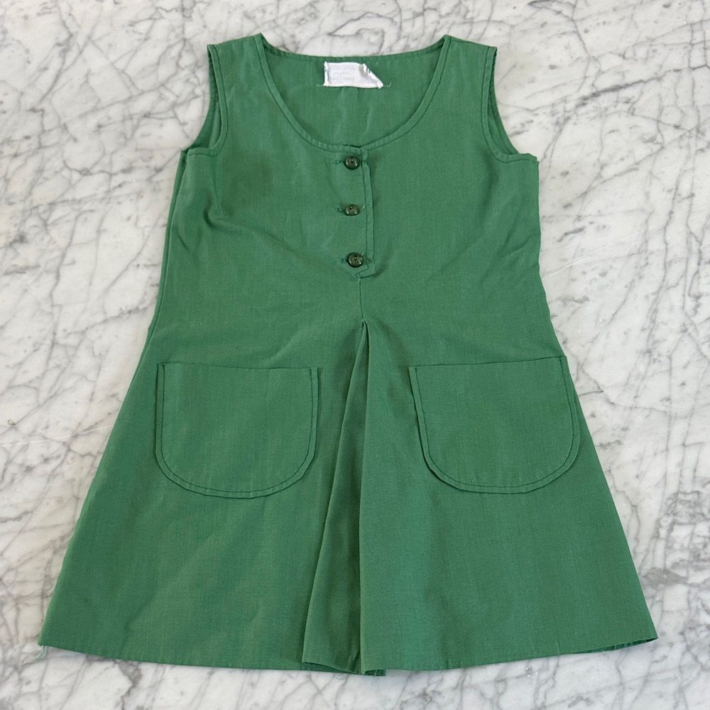 Girl Scouts Vintage Green Sleeveless Kids Dress Sz 6